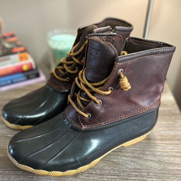 Sperry Saltwater Leather Waterproof Rubber Duck Boots - Picture 3 of 9